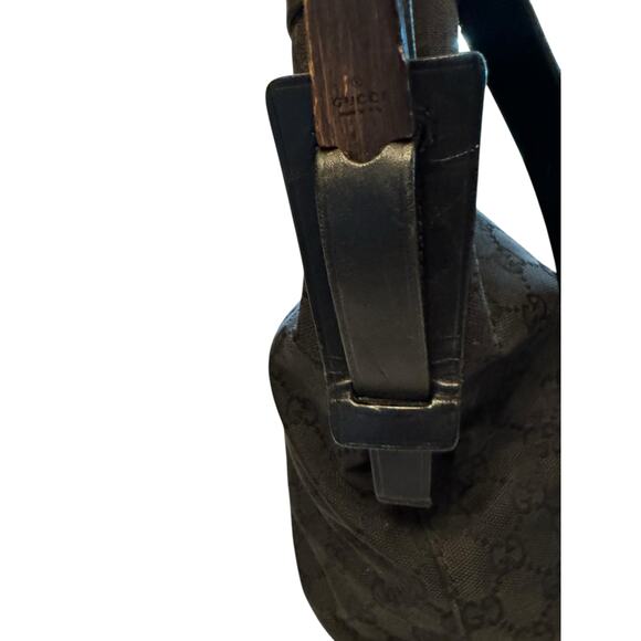Gucci Vintage GG Canvas Tote & Wallet Set Black Monogram Leather Trim Authentic - Picture 4 of 15